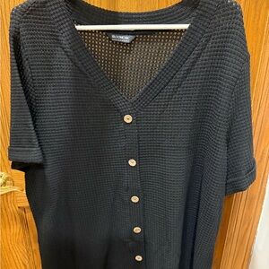 BloomChic Black Textured Button-Down Top